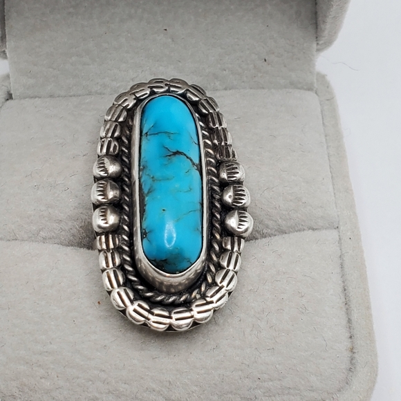 Jewelry - Oblong Sterling Silver Turquoise Ring
